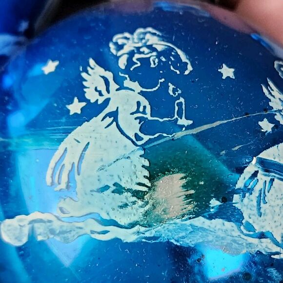 Vintage Shiny Brite Christmas Ornaments Blue White Angel Candle 6 Pieces Set - Picture 5 of 11